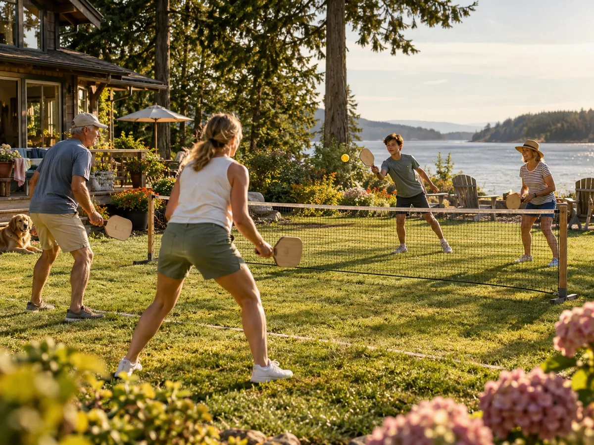 Illustrative photo: Paddle game in a sunlit backyard.